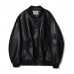 Jacket Kulit Sintetis Bomber Hitam 